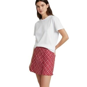 VTG 90s Skort Partners Plaid Wrap Mini‎ Skirt Red Picnic Prairie Cottage Size 12